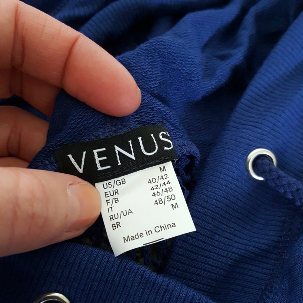 NEW Venus Cropped Mesh Hoodie Top Cover-Up Blue Hooded Long Sleeve Sweatshirt - Picture 8 of 13